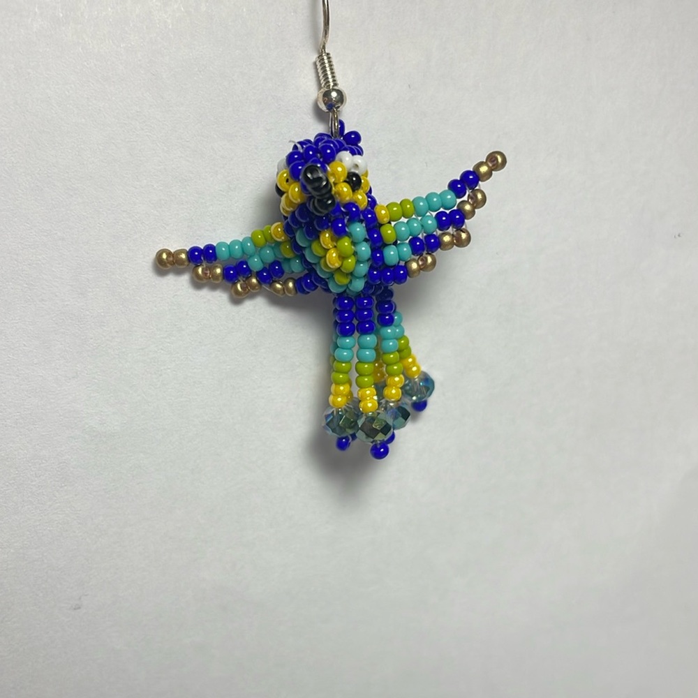 Homemade bird earrings